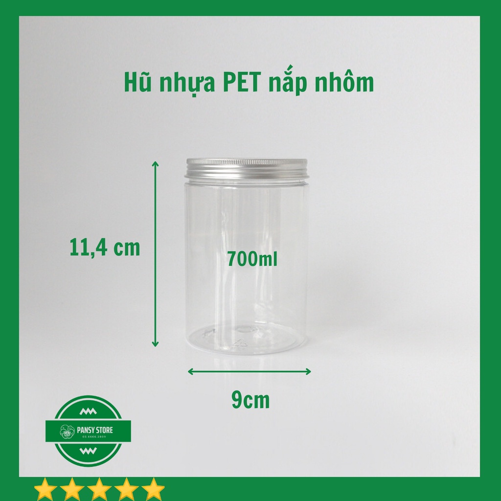 🌟Hũ Nhựa PET Nắp Nhôm Bạc Vàng 700ml Đựng Thực Phẩm Ngũ Cốc🌟