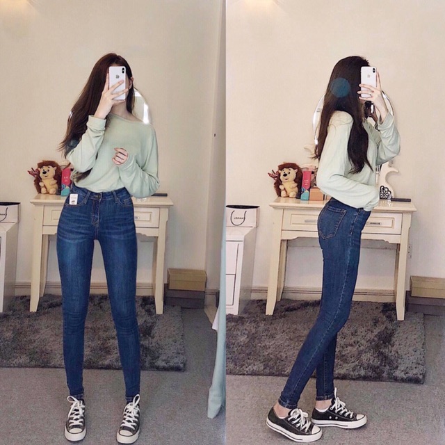 Quần skinny trơn lưng cao MNG
