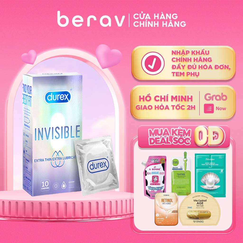 [CHE TÊN KÍN ĐÁO] Hộp 10 Bao Cao Su DUREX Siêu Mỏng INVISIBLE EXTRA THIN EXTRA LUBRICATED