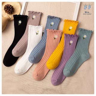 Vớ nữ hoa cúc Daisy cổ cao trending nữ tính cá tính