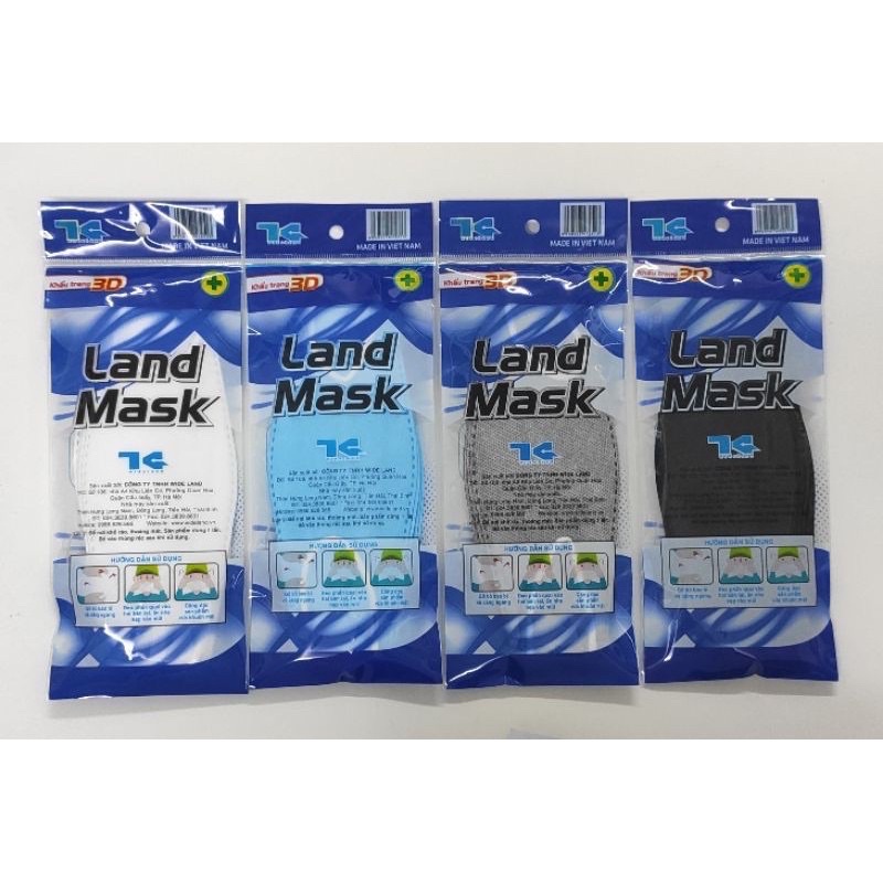 Gói 6 chiếc khẩu trang 3D kháng khuẩn LAND MASK, Landmask, phong cách Hàn Quốc, khẩu trang KF94 4D