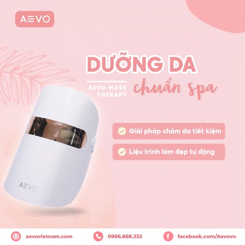Mặt nạ ánh sáng sinh học AEVO giúp trẻ hoá làn da tái sinh collagen kháng khuẩn kháng viêm và giúp trẻ hoá làn da