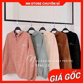 Áo khoác nữ tay phồng chất kaki nhung tăm thêu chữ dễ thương TP41.22