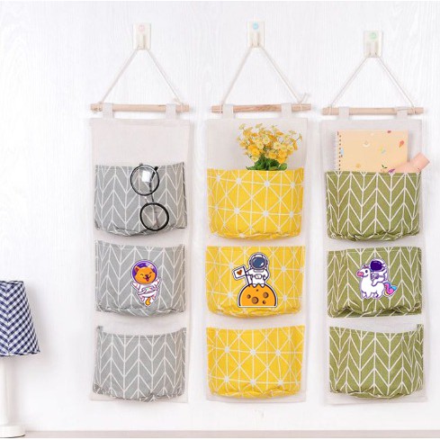 Túi vải treo tường quả bơ 3 Ngăn TVT4 trà sữa trứng lười yakult hoa cúc GD bò sữa trứng lười shiba roro jump