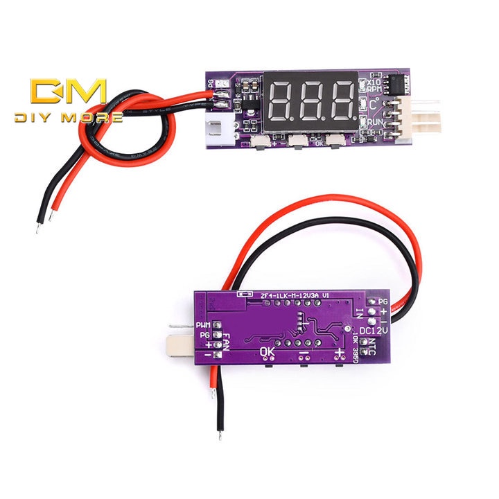 DIYMORE Quạt Tản Nhiệt Bốn Dây DC12V PWM Hiển Thị Nhiệt Độ Kỹ Thuật Số Hỗ Trợ 3A
