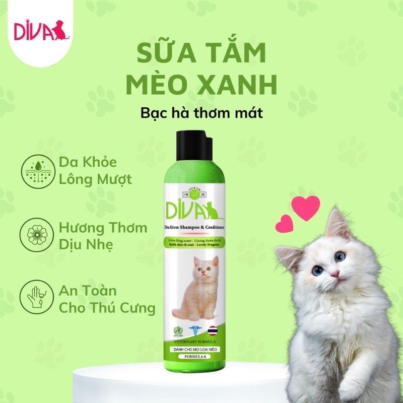Sữa tắm Diva Xanh cho mèo 260ml