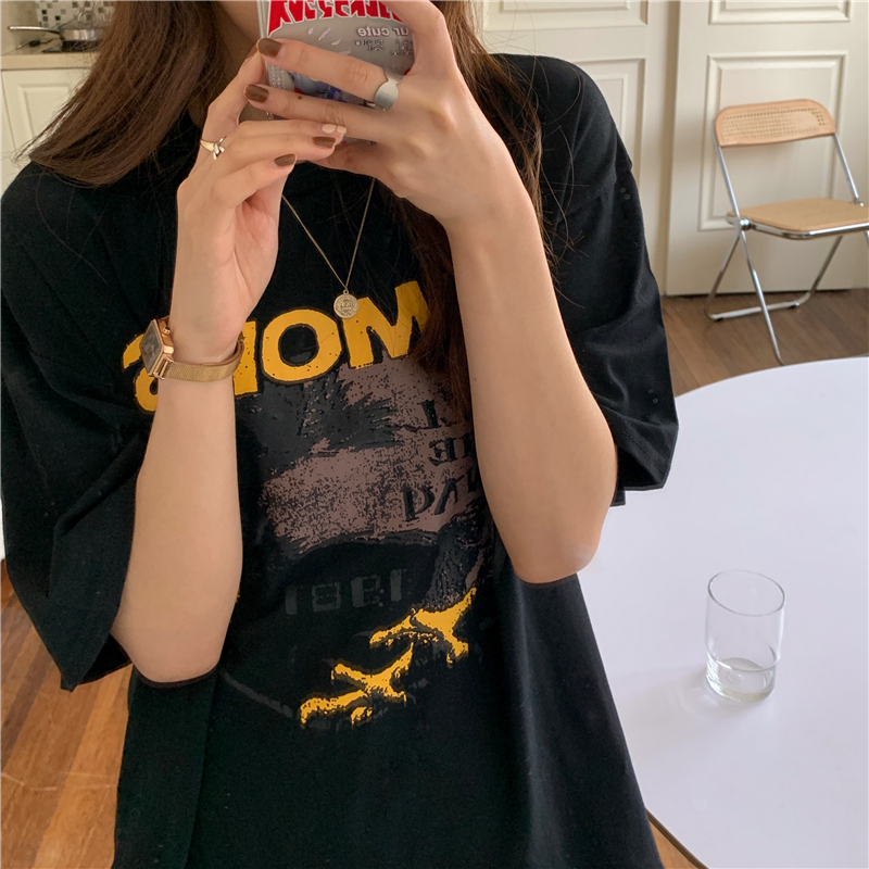 Áo thun nữ SUXI tay ngắn in họa tiết hoạt hình oversize