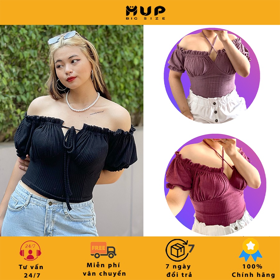 Áo croptop nữ tay ngắn áo kiểu bigsize ôm trễ vai MUP Bigsize AC08