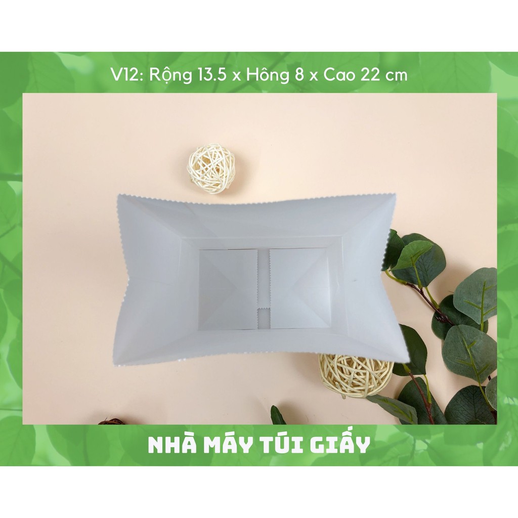 100 CHIẾC TÚI GIẤY KRAFT SIZE 12: 13.5x8x22 MÀU TRẮNG KHÔNG QUAI ( ẢNH THẬT)