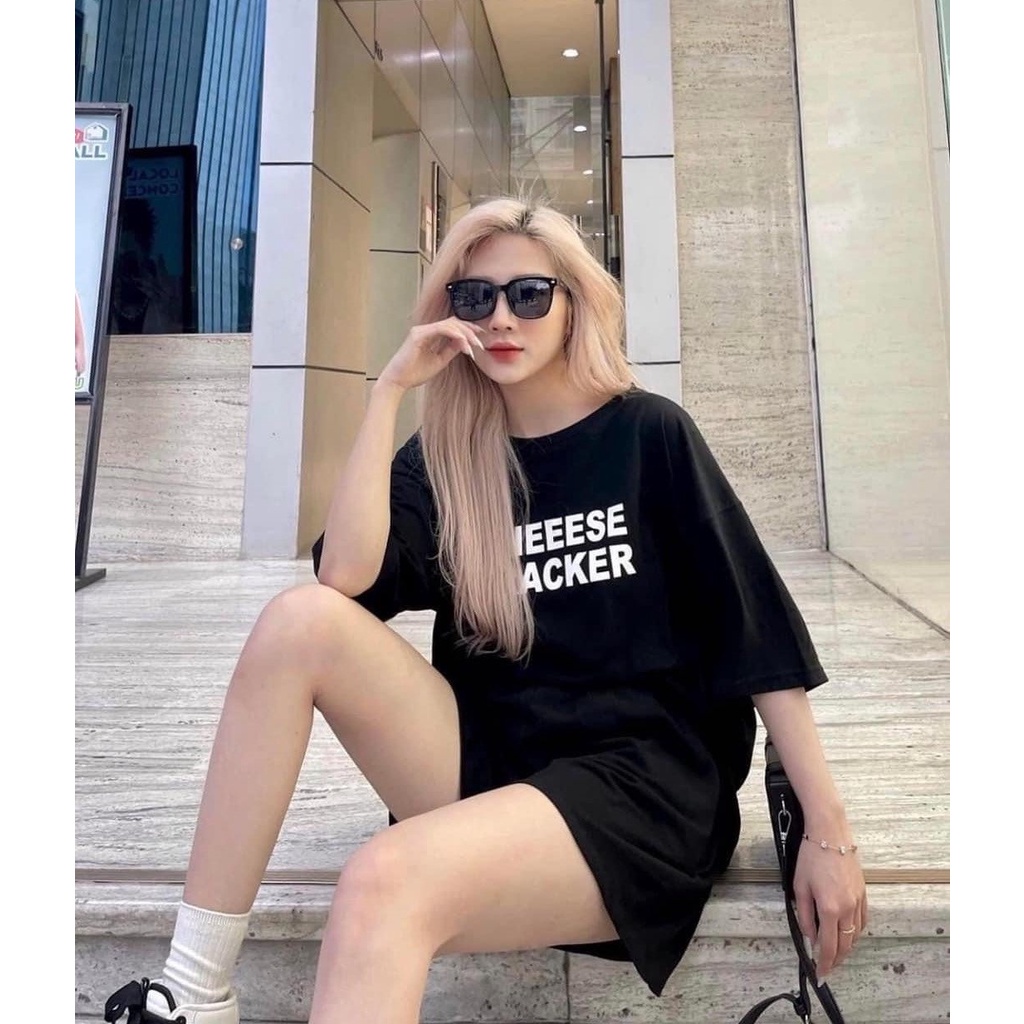 Bộ thun cộc tay cheese nữ - Set áo phông form rộng tay lỡ mix quần short suông trơn, HOT TREND