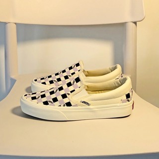 GIÀY SLIP-ON CARO TÍM ĐEN + Ảnh thật