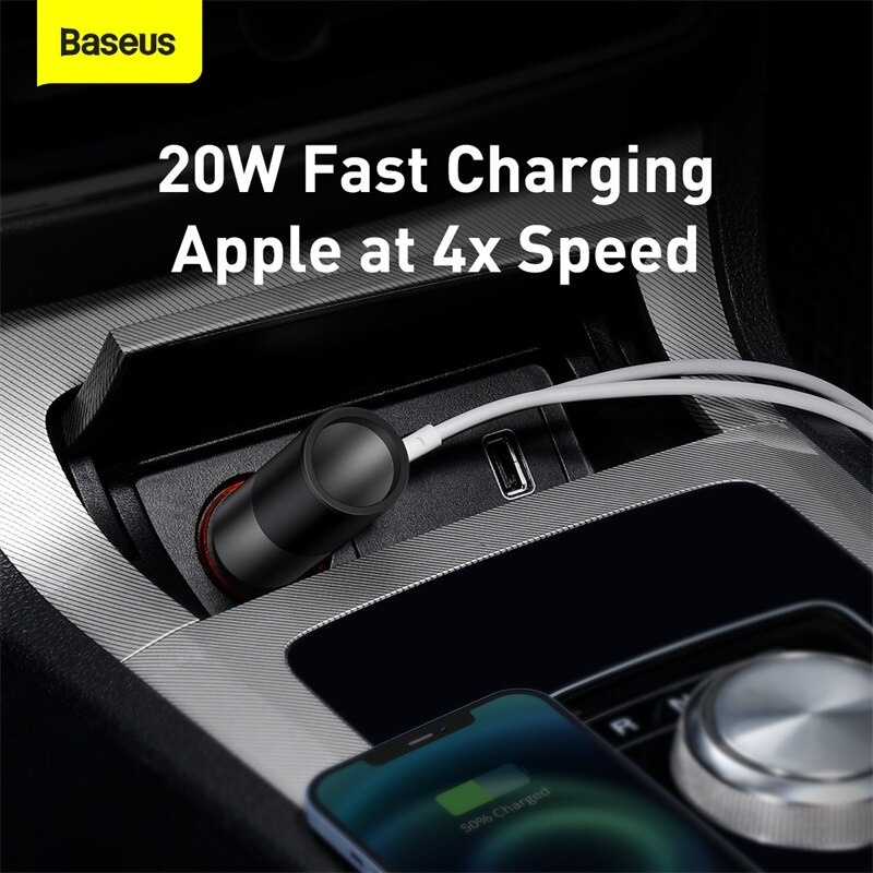Tẩu sạc nhanh mở rộng 120W Baseus Share Together Fast Charge dùng cho xe hơi (120W, TypeC / USB Port, QC / PD3.0 Car Qui