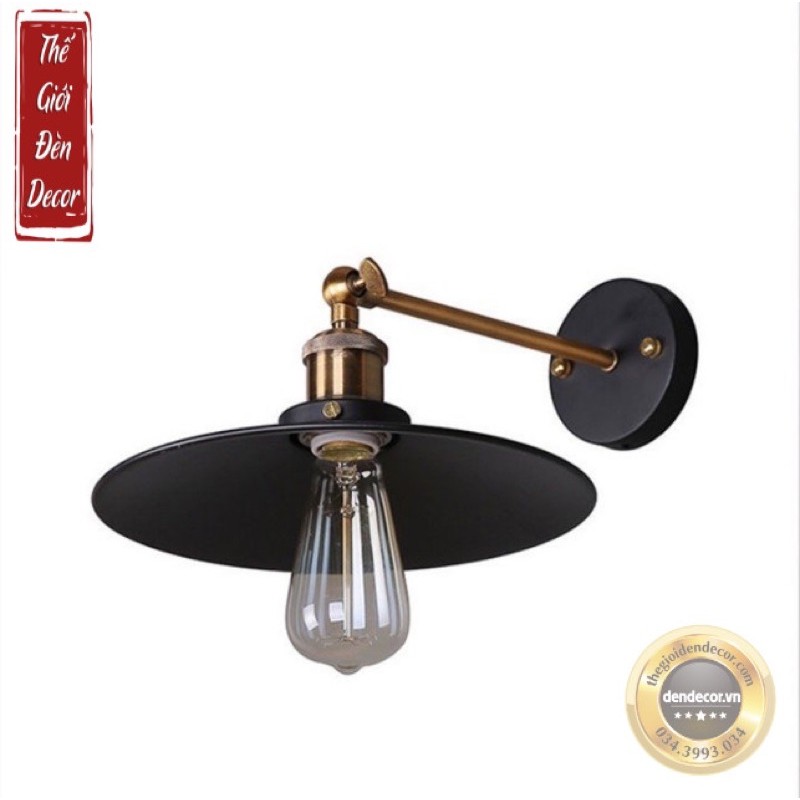 Đèn tường đĩa đui đồng 22cm 26cm 30cm đèn treo tường đĩa bay cổ điển kèm bóng