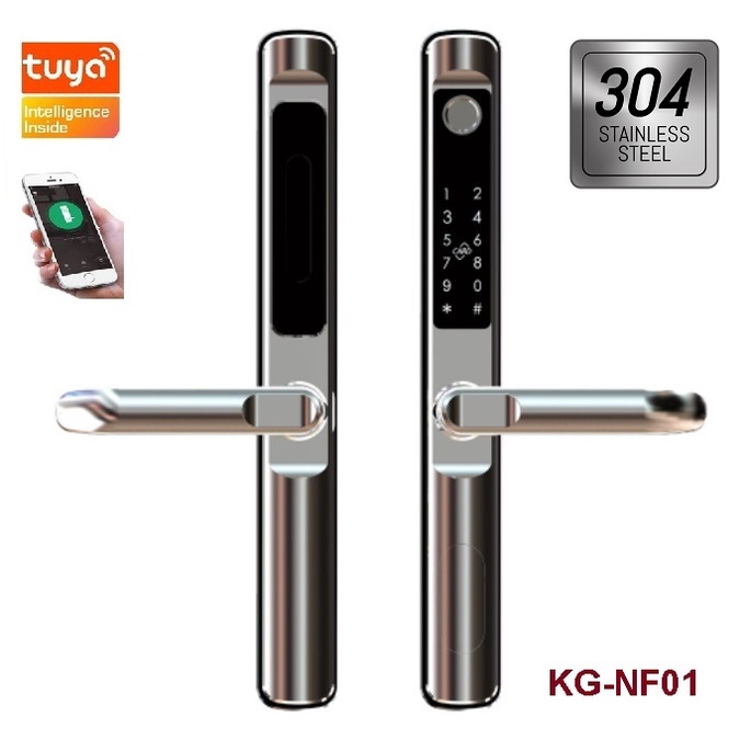 Khoá cửa vân tay cao cấp KG-NF01 Tuya wifi chuyên cho cửa nhôm kính
