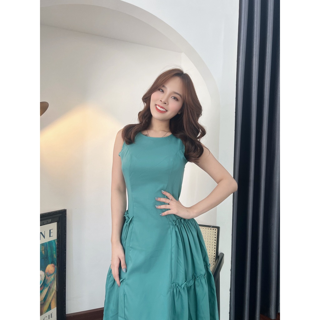 Đầm xòe phối bèo sát nách - GR0220 (hình thật shop chụp)