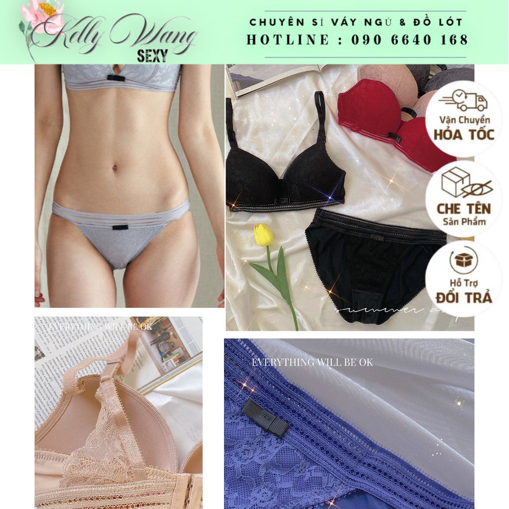 ẢNH THẬT  - SET ÁO NGỰC KÈM QUẦN CHÍP REN KHÔNG GỌNG SIÊU NÂNG NGỰC