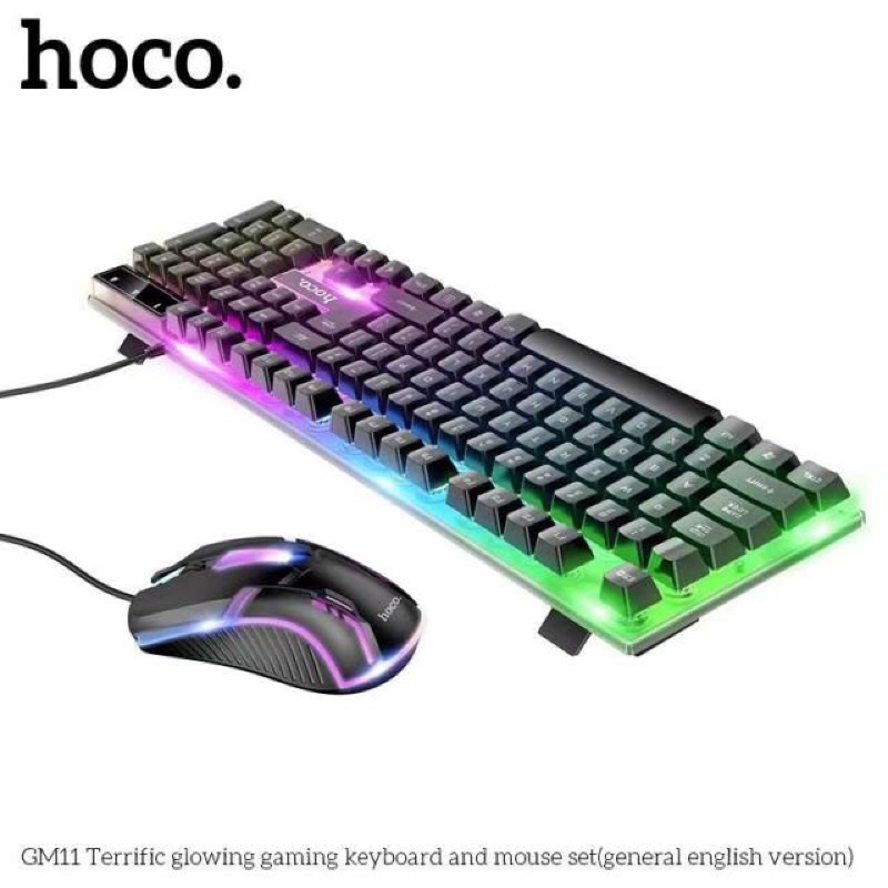 Bộ bàn phím kèm chuột có dây Hoco GM11 104 phím, có đèn LED cầu vòng hãng hoco ✅✅✅ | BigBuy360 - bigbuy360.vn