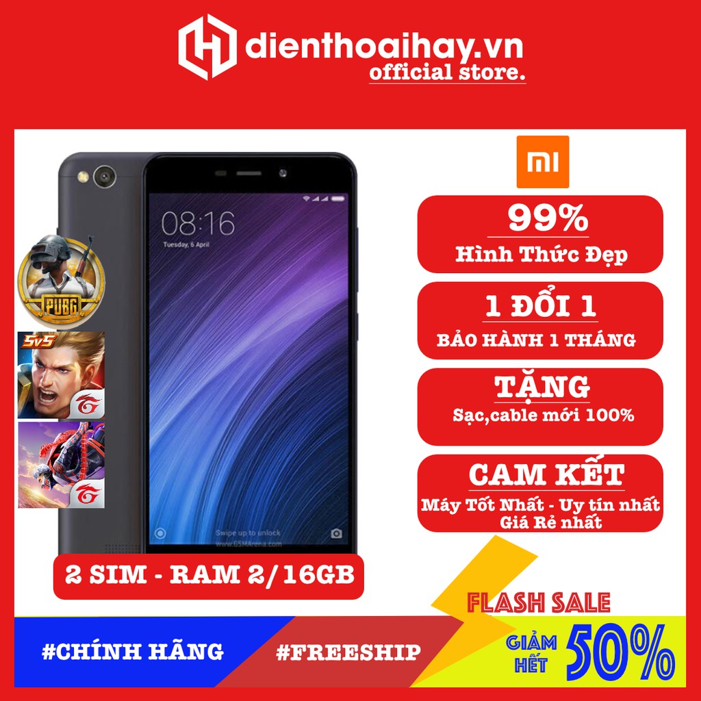 🔥Xả hàng🔥 điện thoại phổ thông smartphone android cảm ứng xiaomi cũ 2 sim giá rẻ chơi liên quân,pubg,freefire