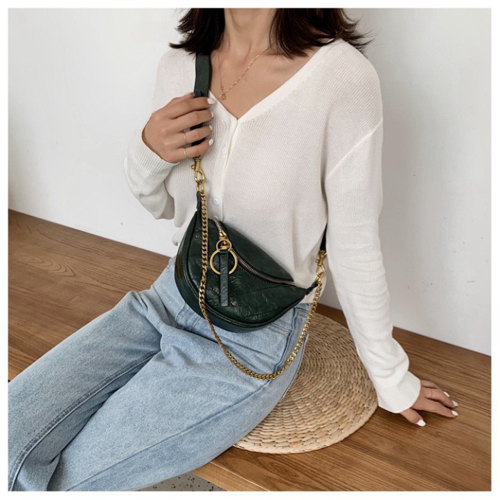 Túi bao tử đeo chéo trước ngực Cnk khóa tròn da PU siêu cấp DC07 - Túi xách Chip Xinh | BigBuy360 - bigbuy360.vn