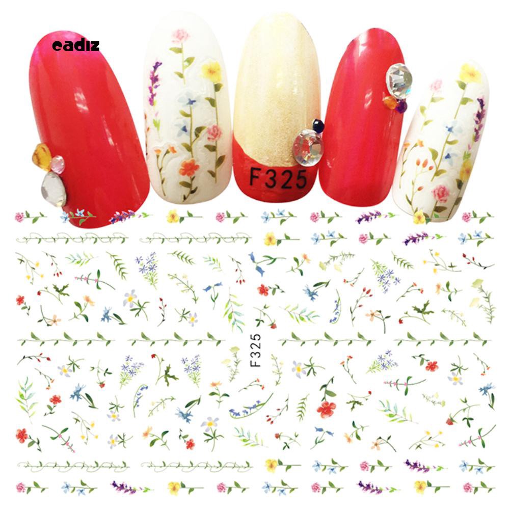 Tấm miếng dán trang trí móng tay nghệ thuật họa tiết hoa lá trái cây xinh xắn thời trang