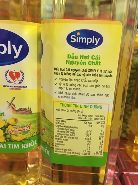 DẦU HẠT CẢI NGUYÊN CHẤT SIMPLY 1L