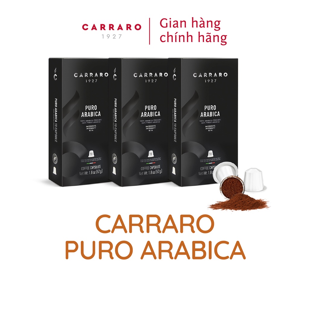 [Mua kèm -49%] Combo 3 Cà phê viên nén Carraro Puro Arabica - Nhập khẩu chính hãng 100% từ thương hiệu Carrano,Ý