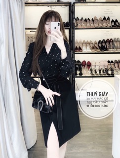 Chân váy vạt chéo thắt nơ