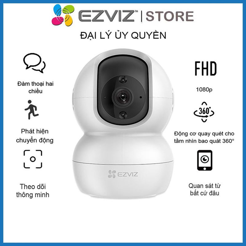 Camera Wifi EZVIZ TY2 1080P  Đàm Thoại 2 Chiều,Quay Quét 360 Độ Thông Minh , Hình ảnh Full HD - BẢO HÀNH 24 TH