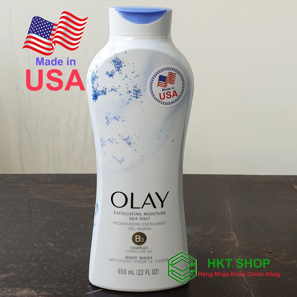 Sữa tắm Olay Hạt Muối Biển (Daily Exfoliating With Sea Salts) 650ml - HKT Shop