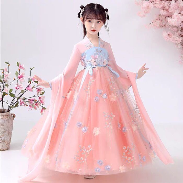 Bộ Hán Phục Phong Cách Trung Hoa Cổ Điển Thời Trang Xuân Thu Xinh Xắn Cho Bé Gái