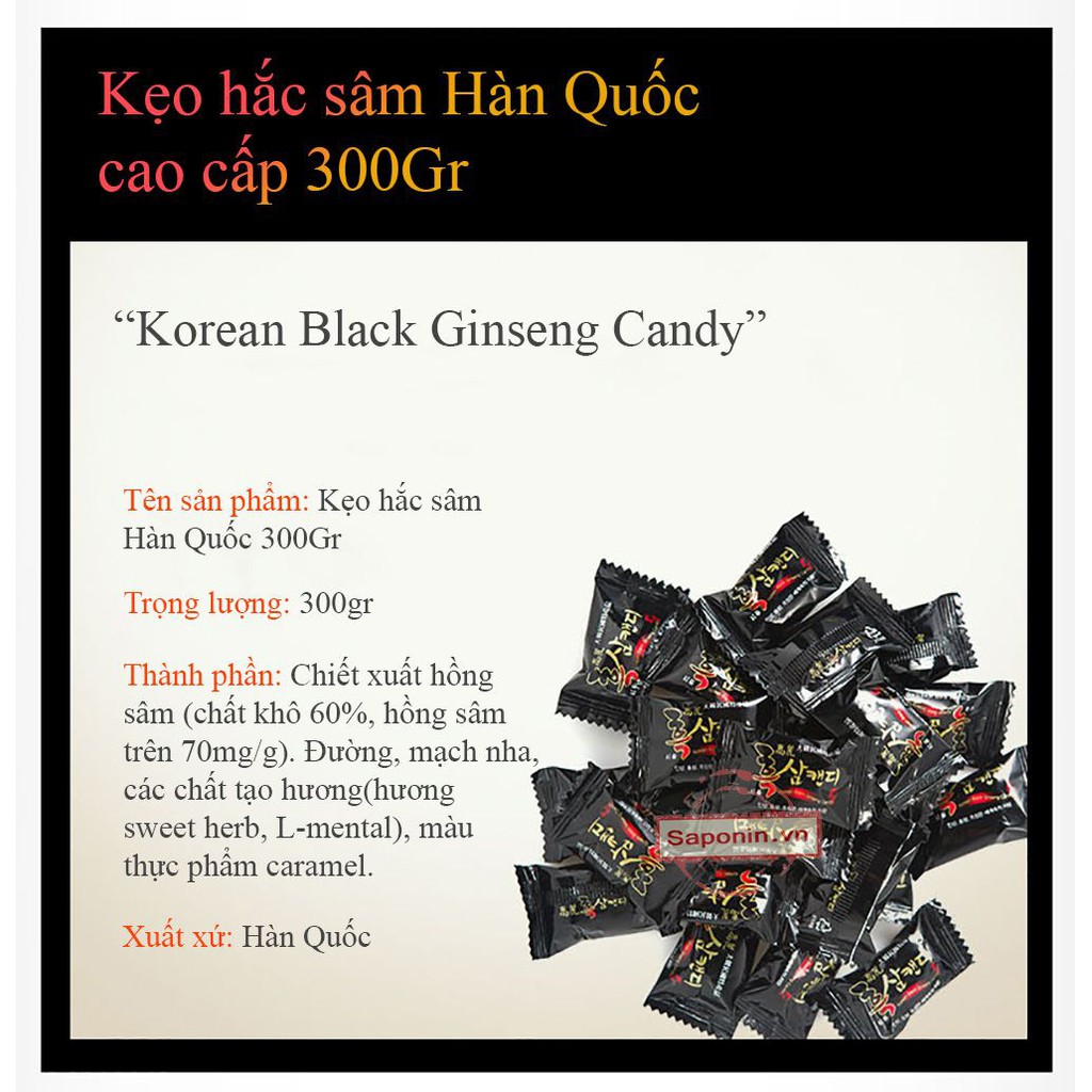 KẸO HẮC SÂM HÀN QUỐC - [Bịch 300g] RẤT TỐT CHO SỨC KHỎE- kẹo sâm- DATE MỚI