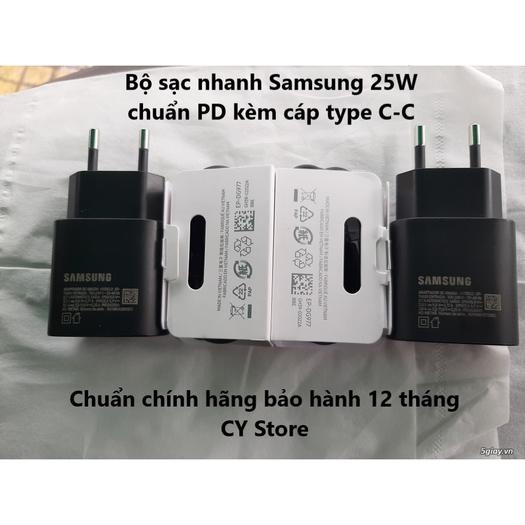 Bộ Sạc Nhanh Samsung 25w kèm cáp Type C- C- Chính Hãng