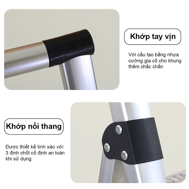 Thang ghế tay vịn gia đình xếp gọn, bậc thang to kèm tay vịn đảm bảo an toàn - Hàng chính hãng NIKITA