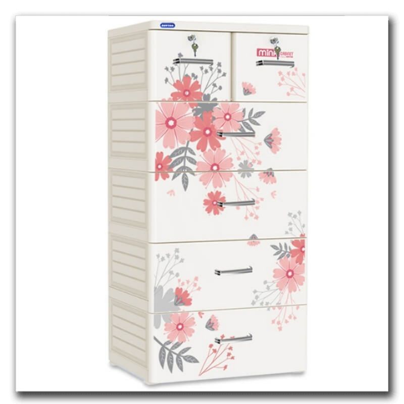 📢Hoả Tốc📢Tủ nhựa Mina Hoa cúc xám 5 tầng Duy Tân 60*48*124cm