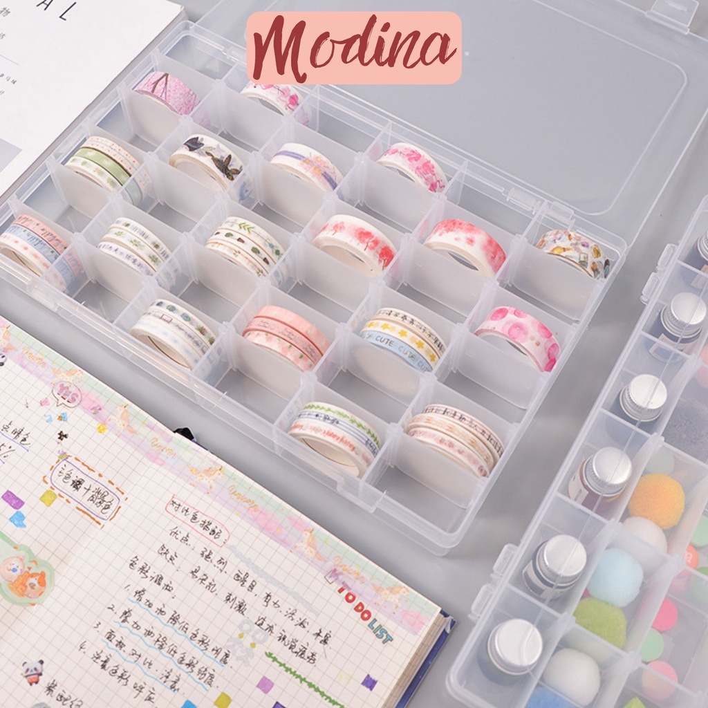 Hộp nhựa nhiều ngăn đựng washi tape, kệ để đồ mini đựng văn phòng phẩm