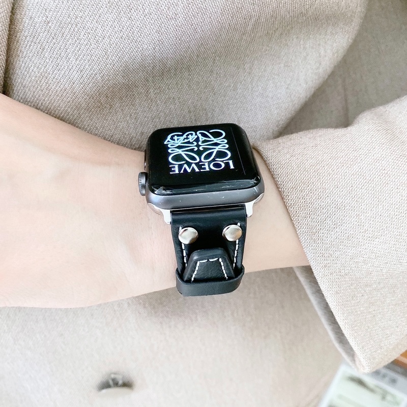Dây Đeo Bằng Da Bò 100% Chính Hãng Cho Đồng Hồ Thông Minh Apple Watch 7 6 Se 5 4 42mm 38 / 44mm 40mm 41 45mm