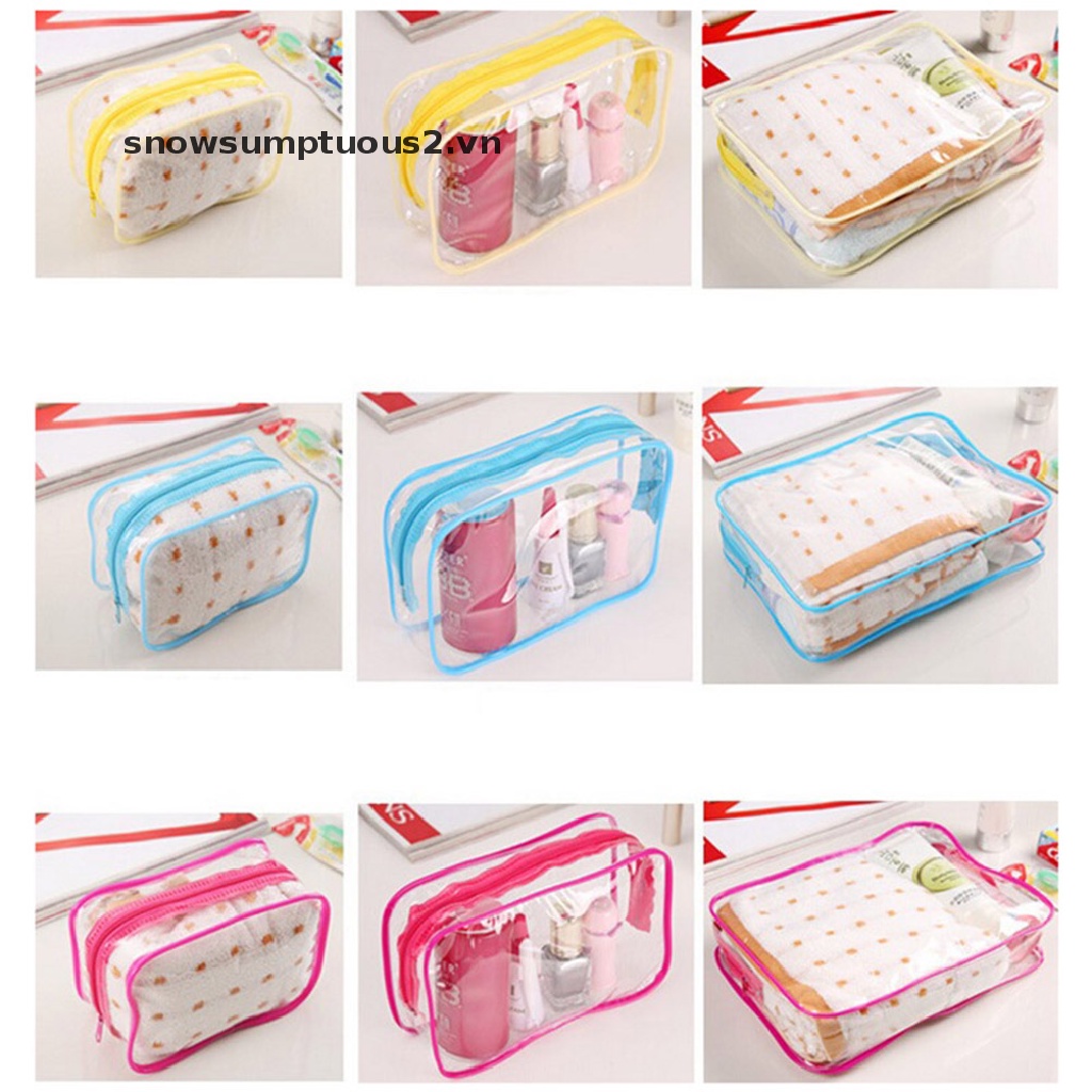 [beauty &amp; Snow] Túi Đựng Mỹ Phẩm / Đồ Vệ Sinh Cá Nhân Bằng Nhựa PVC Trong Suốt Có Khóa Kéo Cho Du Lịch
