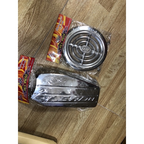 Giá trọn bộ 2 món Ốp bầu gió (pô e )+Ốp quạt gió xe LEAD -SCR (đời cũ ) inox cao cấp giá rẻ
