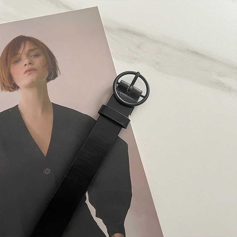 Thắt lưng 19611 màu đen có khóa đa năng kiểu Hàn Quốc thời trang đơn giản cho học sinh