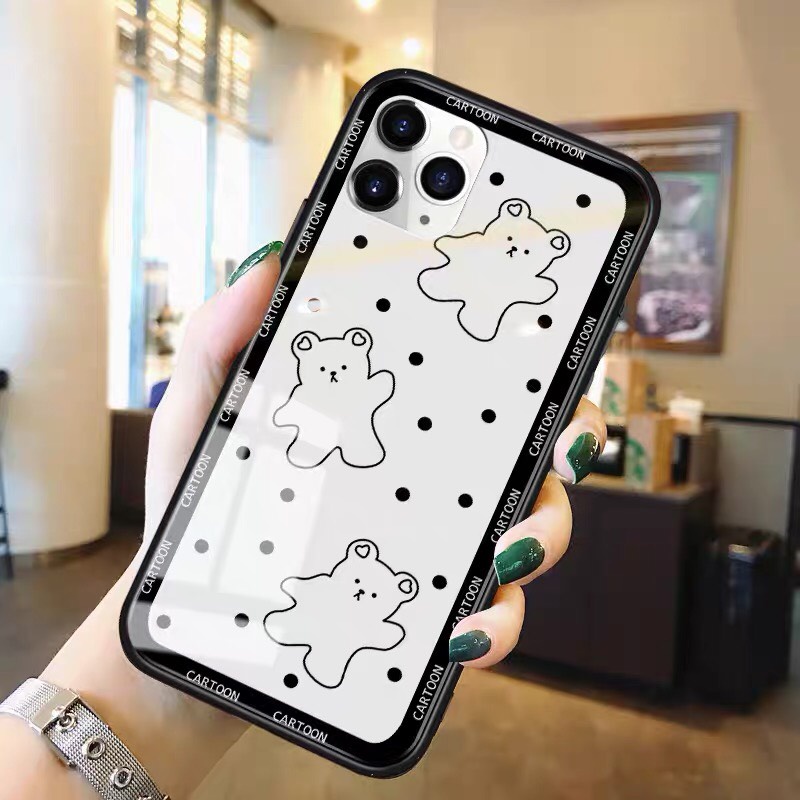 Ốp lưng iphone kính gấu selfie case 14plus 14 pro max 13 12 promax 11 mini 6 6s 7 8 plus x xr xs Se