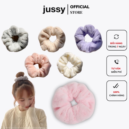 Dây Cột Tóc Scrunchies Chất Len Nhung Mềm Mịn Dây Buộc Tóc Jussy Fashion Thiết Kế 1 Màu Trơn Đơn Giản Dễ Thương [1 SỢI]