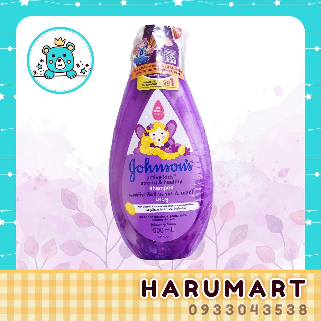 Dầu gội giúp tóc chắc khỏe dành cho bé gái Johnsons Active Kids Strong Healthy Shampoo chai 500ml