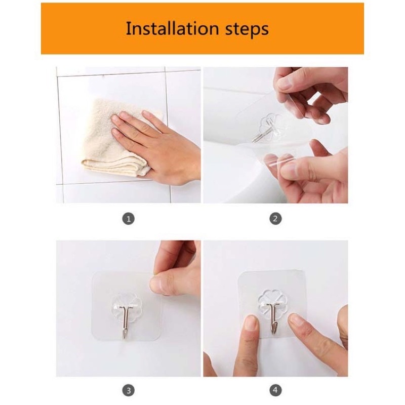 Móc Dán Tường Siêu Dính Trong Suốt Chịu Lực Tốt Treo Tường Chắc Chắn 6x6 cm BABYCARE