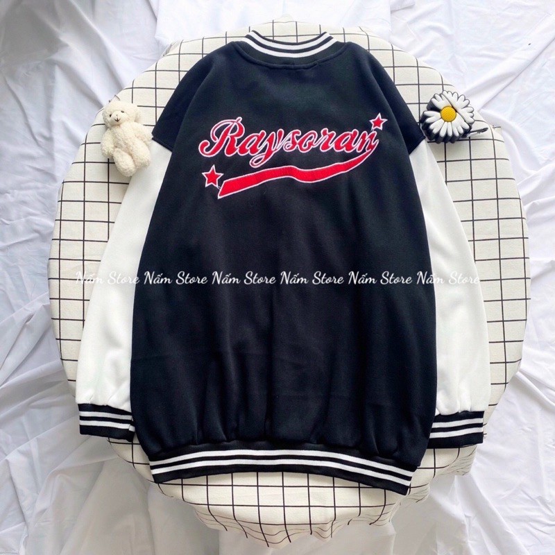 Áo khoác form rộng tay dài bomber RAYSON ulzzang - Áo Khoác Bóng Chày Unisex Nam Nữ