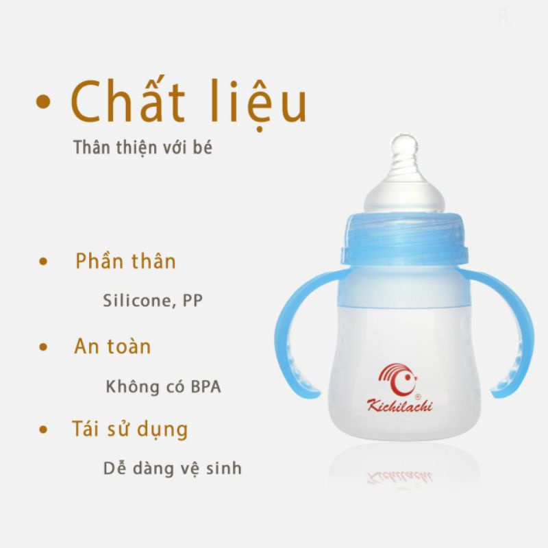 [Tặng Kèm Núm Ti] Bình Sữa [KICHILACHI Chính Hãng] 2in1 thể tích 150ml: Uống Sữa &amp; Bình Thìa Ăn Dặm