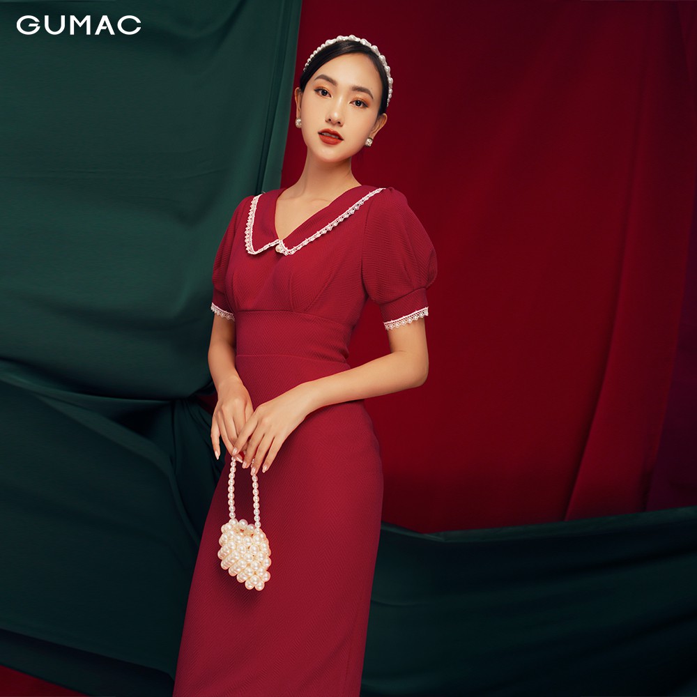 [Mã MABR07062 giảm 8% tối đa 50K đơn từ 249K] Đầm ôm nữ GUMAC basic xếp ngực bản eo thời trang màu đỏ, đủ size DB1170 | BigBuy360 - bigbuy360.vn