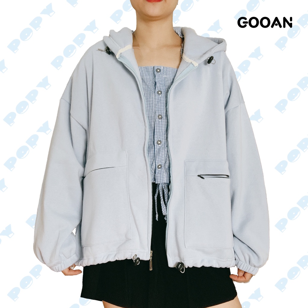 Áo khoác nữ nỉ chống nắng form rộng Popy ulzzang unisex -Gooan