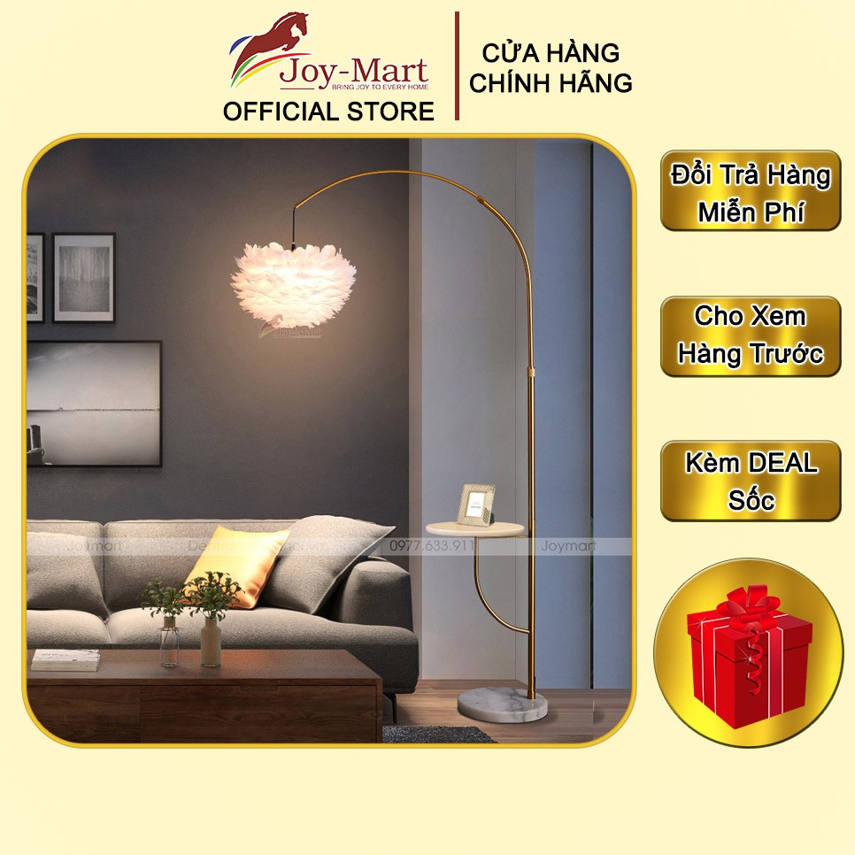 Đèn Cây Đứng Phòng Khách Lông Vũ ❤ JOYMART ❤ Đèn Sàn Trang Trí Sofa Phòng Khách Quý Phái Sang Trọng ML5116