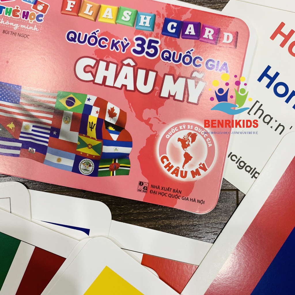 Bộ Thẻ Học Song Ngữ Quốc Kỳ Các Quốc Gia Trên Thế Giới- CHÂU MỸ  Flaschcard Kèm Hình Ảnh Sinh Động