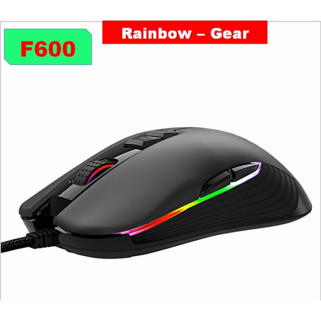 [SALE 10%] Chuột máy tính có dây, mouse chuyên game dây dù Rainbow F600